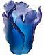 Daum Crystal Blue Tulip Vase