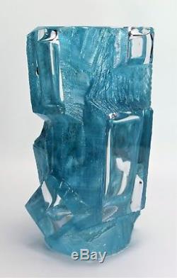Daum Crystal Vase Argos Cubism Cesar Baldaccini Blue