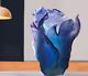 Daum Crystal Vase Tulip Blue ART GLASS MADE IN FRANCE