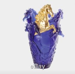 Daum Horse Vase Limited Edition Blue Gold 05381-11