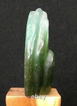 Daum Ocean Wave Rare Authentic Signed Green Pate-de-verre Crystal Sculpture