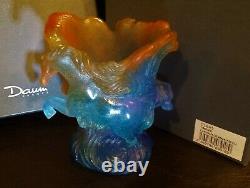 Daum Pate de Verre Timbale Chevaux de Marly Bleu Horse Vase MIB (2 Avail.)