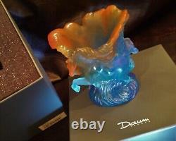 Daum Pate de Verre Timbale Chevaux de Marly Bleu Horse Vase MIB (2 Avail.)