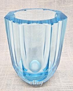 Daum and Nancy France Blue Signed Octagon-Shaped Vase BIN04 DS36