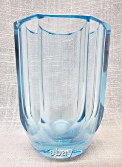 Daum and Nancy France Blue Signed Octagon-Shaped Vase BIN04 DS36
