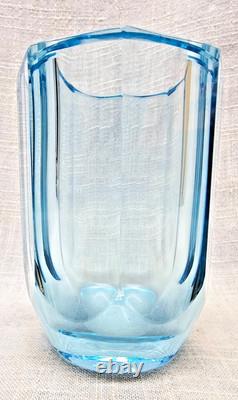 Daum and Nancy France Blue Signed Octagon-Shaped Vase BIN04 DS36