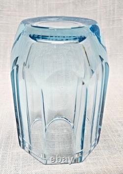 Daum and Nancy France Blue Signed Octagon-Shaped Vase BIN04 DS36