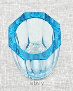 Daum and Nancy France Blue Signed Octagon-Shaped Vase BIN04 DS36