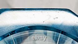 Daum and Nancy France Blue Signed Octagon-Shaped Vase BIN04 DS36