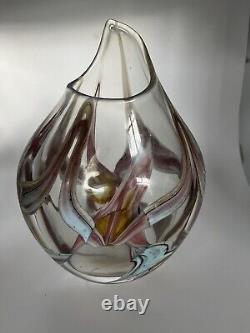 David Goldhagen (NC)Studio Art Glass Pink/Purple Twist Signed Vase 1984 Abstract