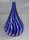 David Shanfeld Hand Blown Blue Ribbon Art Glass Vase Tesuque Glassworks 7 inch