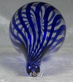 David Shanfeld Hand Blown Blue Ribbon Art Glass Vase Tesuque Glassworks 7 inch