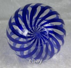 David Shanfeld Hand Blown Blue Ribbon Art Glass Vase Tesuque Glassworks 7 inch