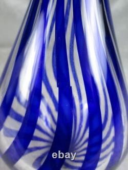 David Shanfeld Hand Blown Blue Ribbon Art Glass Vase Tesuque Glassworks 7 inch