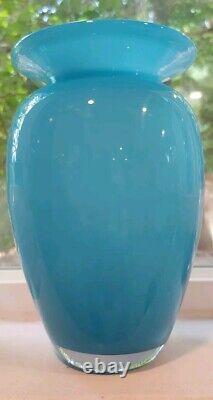 Davis For Tiffany & Co. Blue glass vase Hand Signed T & CO. Tiffany's