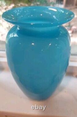 Davis For Tiffany & Co. Blue glass vase Hand Signed T & CO. Tiffany's