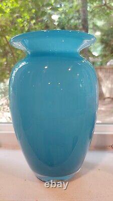 Davis For Tiffany & Co. Blue glass vase Hand Signed T & CO. Tiffany's