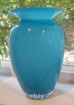 Davis For Tiffany & Co. Blue glass vase Hand Signed T & CO. Tiffany's