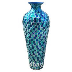 DecorShore Decorative Mosaic Vase- Tall Home Decor Geometric Pattern Metal Floor