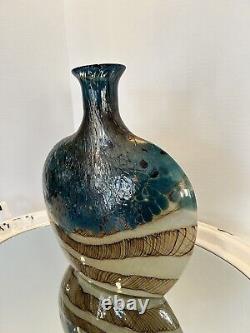 Dialma Brown Designer MCM Decor Vase Giulia Brown Blue Blown Art Glass