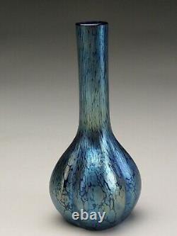 Diminutive Antique Loetz Papillon Cobalt Bottle Shaped Vase