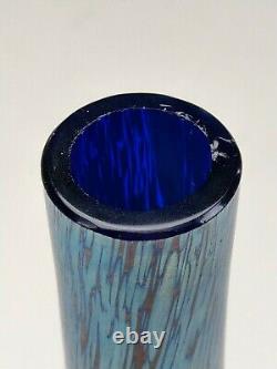 Diminutive Antique Loetz Papillon Cobalt Bottle Shaped Vase