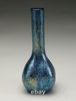 Diminutive Antique Loetz Papillon Cobalt Bottle Shaped Vase