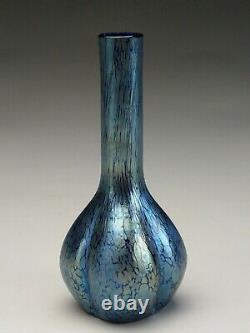 Diminutive Antique Loetz Papillon Cobalt Bottle Shaped Vase