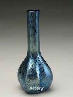 Diminutive Antique Loetz Papillon Cobalt Bottle Shaped Vase