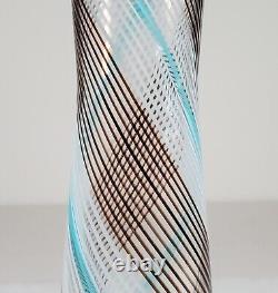 Dino Martens 14.5 Tall MCM Murano Art Glass Vase Blue White Black Aurel. Tosa