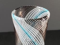 Dino Martens 14.5 Tall MCM Murano Art Glass Vase Blue White Black Aurel. Tosa