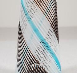 Dino Martens 14.5 Tall MCM Murano Art Glass Vase Blue White Black Aurel. Tosa