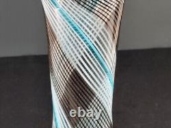 Dino Martens 14.5 Tall MCM Murano Art Glass Vase Blue White Black Aurel. Tosa