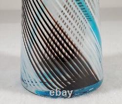 Dino Martens 14.5 Tall MCM Murano Art Glass Vase Blue White Black Aurel. Tosa