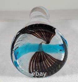 Dino Martens 14.5 Tall MCM Murano Art Glass Vase Blue White Black Aurel. Tosa