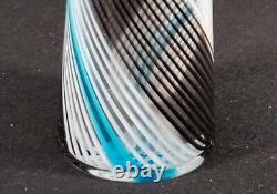 Dino Martens 14.5 Tall MCM Murano Art Glass Vase Blue White Black Aurel. Tosa