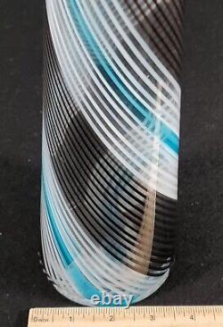 Dino Martens 14.5 Tall MCM Murano Art Glass Vase Blue White Black Aurel. Tosa