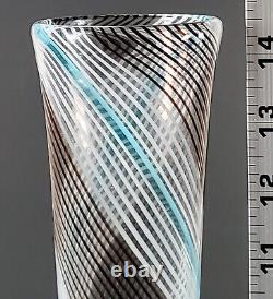 Dino Martens 14.5 Tall MCM Murano Art Glass Vase Blue White Black Aurel. Tosa