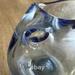 Dominick Labino Glass Pitcher 4 1/2 Blue Glass 1970 Freehand. SIGNED