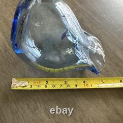 Dominick Labino Glass Pitcher 4 1/2 Blue Glass 1970 Freehand. SIGNED