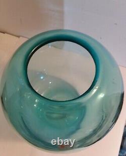 Don Shepherd Blenko blue Pill Vase, Blue Glass Sculptural Modernist Vase sticker