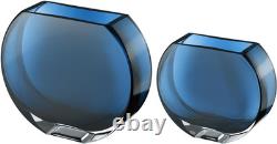 Durable Blue Teal Round Glass Vase 7.25 Made in Europe