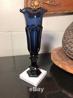 EAPG New England Glass Company PRESSED LOOP Violet Blue Flint Glass Vase