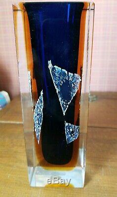 EXBOR Art Glass Vase PAVEL HLAVA Czechoslovakia Czech Silver Chloride