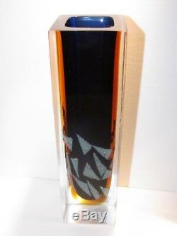 EXBOR PAVEL HLAVA Art Glass Vase Czechoslovakia Czech Bohemia Bohemian 8+ inches