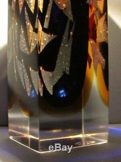EXBOR PAVEL HLAVA Art Glass Vase Czechoslovakia Czech Bohemia Bohemian 8+ inches