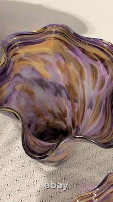 EXOTIC! Blue glass, Wide Opening Vase 6.5 Tall Vintage with Fluted Design. RARE