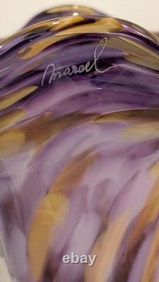 EXOTIC! Blue glass, Wide Opening Vase 6.5 Tall Vintage with Fluted Design. RARE