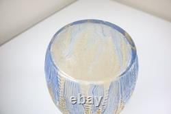 Eapg 1880s Libbey Maize Blueleaves Blown Art Glass Celery Vase