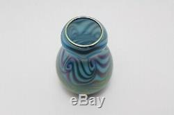 Early Charles Lotton King Tut Iridescent Cabinet Vase 5.5 Signed and Dated 1978